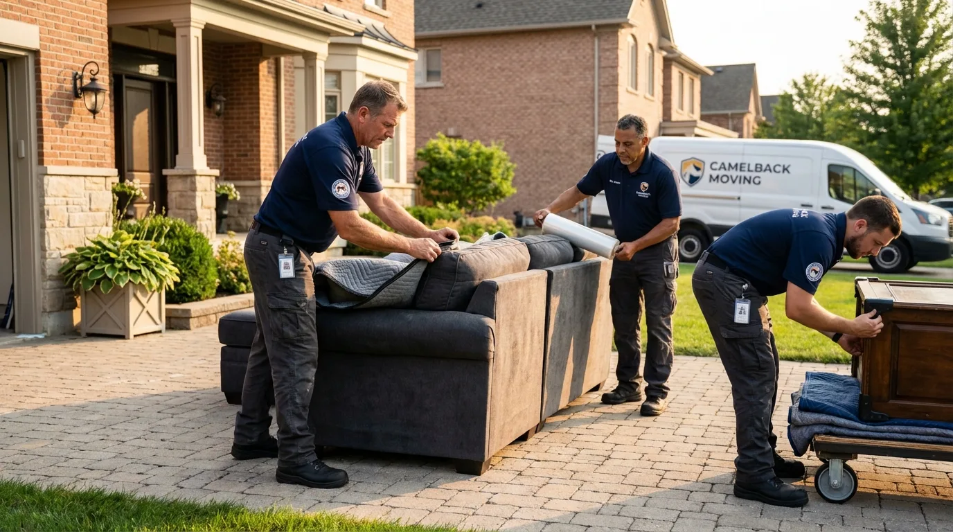 Large estate moving crew wrapping furniture in Factoryville, PA